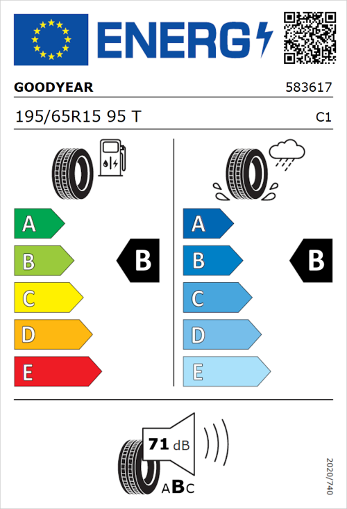 Tyre Label for Goodyear EfficientGrip Compact 195/65R15 95T