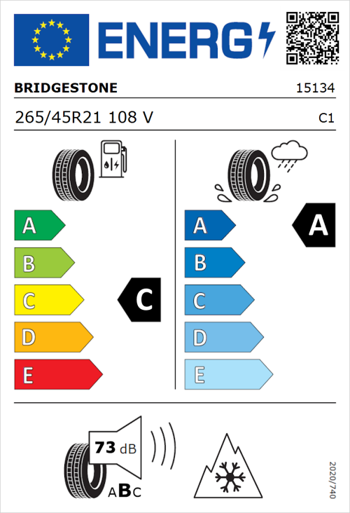 Tyre Label for Bridgestone Blizzak LM005 265/45R21 108V