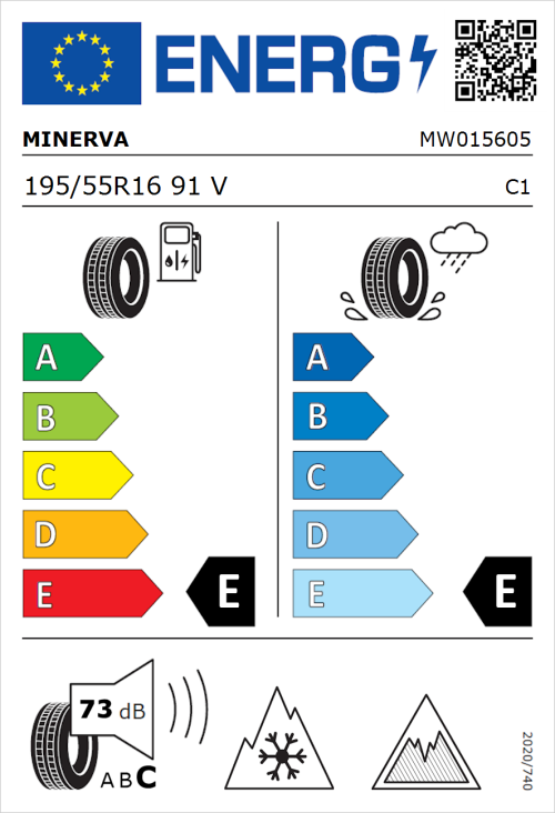 Tyre Label for Minerva Frostrack HP 195/55R16 91V